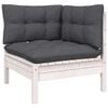 vidaXL Salon de jardin 13 pcs avec coussins blanc bois de pin solide