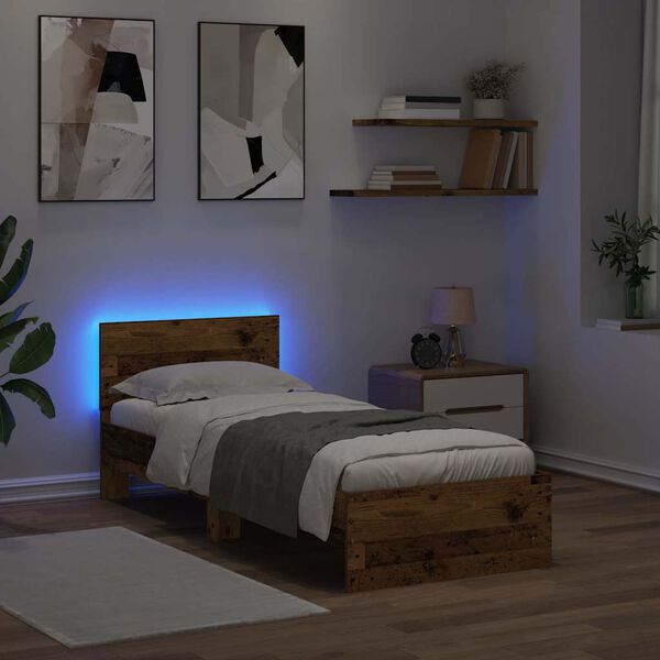 vidaXL Cadre de lit Bois Ancien 75 x 190 cm Bois d'ing&eacute;nierie