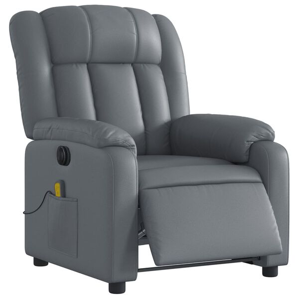 vidaXL Fauteuil de massage inclinable électrique gris similicuir