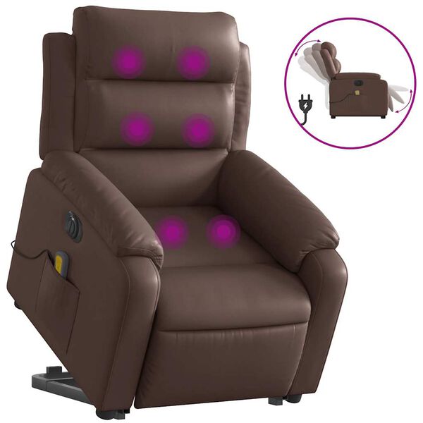 vidaXL Fauteuil inclinable de massage &eacute;lectrique marron similicuir