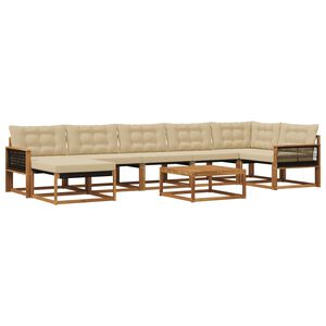 vidaXL Ensemble de canap&eacute;s d'ext&eacute;rieur 8 pcs Naturel et Beige