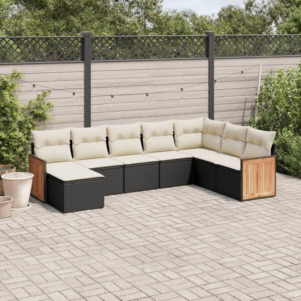 vidaXL Salon de jardin 8 pcs avec coussins noir r&eacute;sine tress&eacute;e