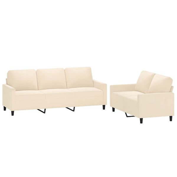 vidaXL Ensemble de canap&eacute;s 2 pcs avec coussins Cr&egrave;me Velours