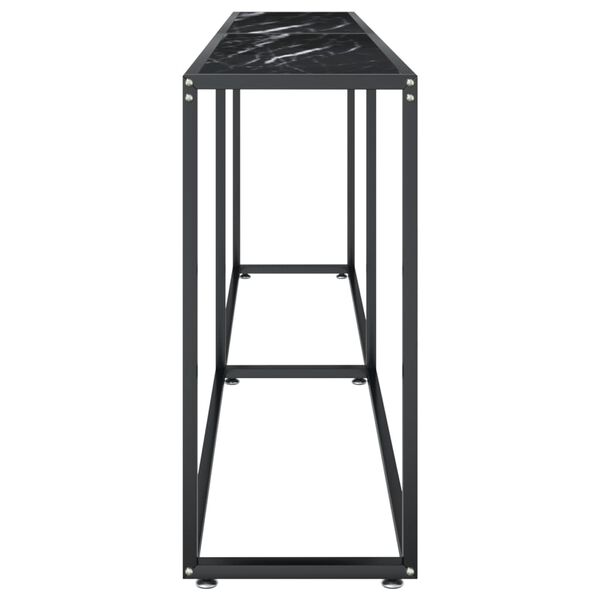 vidaXL Table console Marbre noir 220x35x75,5 cm Verre tremp&eacute;