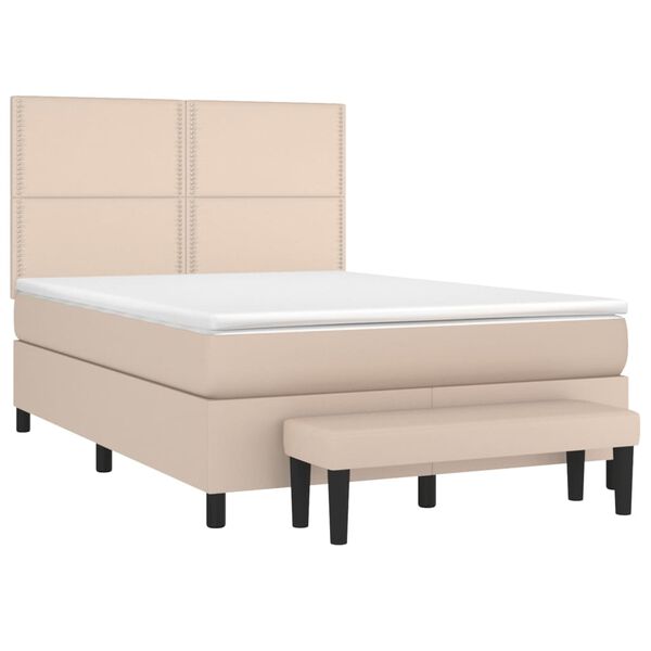 vidaXL Sommier à lattes de lit avec matelas Cappuccino 140x200 cm