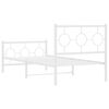 vidaXL Cadre de lit m&eacute;tal sans matelas avec pied de lit blanc 90x200cm