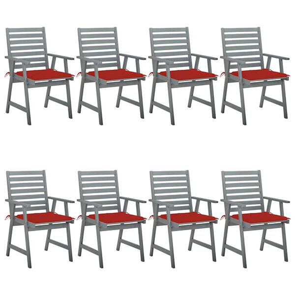 vidaXL Chaises &agrave; manger d'ext&eacute;rieur et coussins lot de 8 Acacia massif