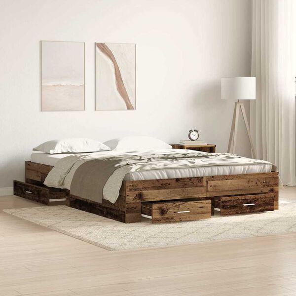 vidaXL Cadre de lit Bois Ancien 160 x 200 cm Bois d'ing&eacute;nierie
