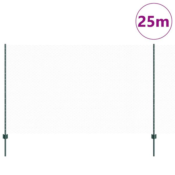 vidaXL Clôture avec poteau Vert 1,4 x 10 m Acier et PVC