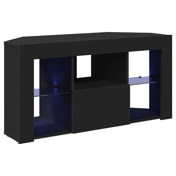 vidaXL Meuble TV LED d'Angle Noir 100 x 40 x 50 cm Bois d'ing&eacute;nierie