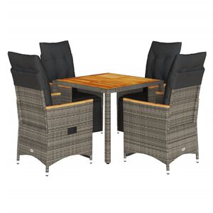 vidaXL Ensemble de bistro de jardin 5 pcs coussins gris poly rotin