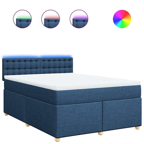 vidaXL Sommier &agrave; lattes de lit avec matelas Bleu 140x190 cm Tissu