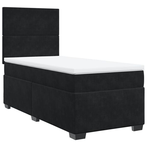 vidaXL Sommier &agrave; lattes de lit avec matelas Noir 90x190 cm Velours