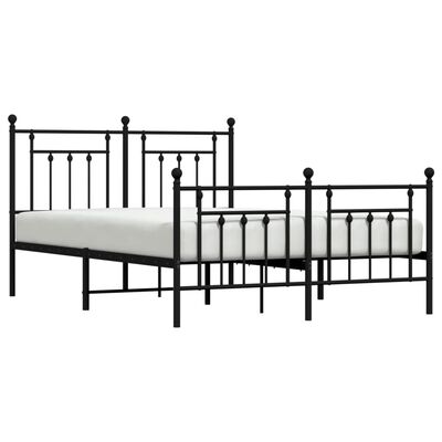 vidaXL Cadre de lit métal sans matelas avec pied de lit noir 140x190cm