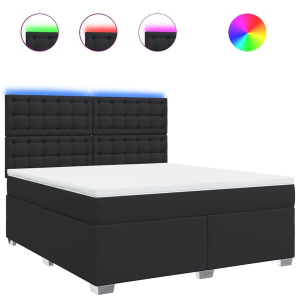 vidaXL Sommier &agrave; lattes de lit avec matelas Noir 180x200 cm Similicuir