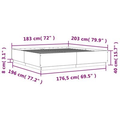 vidaXL Cadre de lit chêne marron 180x200 cm bois d'ingénierie