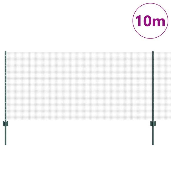 vidaXL Cl&ocirc;ture avec poteau Vert 1 x 10 m Acier