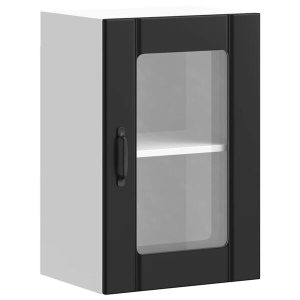 vidaXL Armoire murale de cuisine avec porte en verre Lucca noir