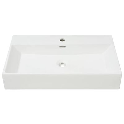 vidaXL Vasque avec trou de robinet en céramique Blanc 76x42,5x14,5 cm