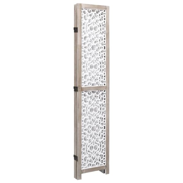 vidaXL Cloison de s&eacute;paration 4 panneaux Blanc 140x165 cm Bois solide