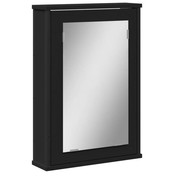 vidaXL Armoire &agrave; miroir de salle de bain noir bois d'ing&eacute;nierie