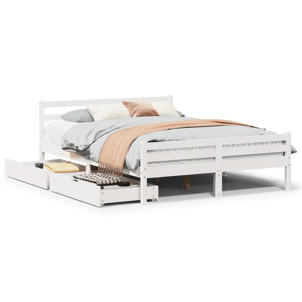 vidaXL Cadre de lit sans matelas blanc 150x200 cm bois de pin massif