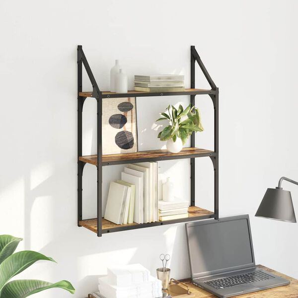 vidaXL &Eacute;tag&egrave;re Murale Bois Ancien 60 x 21 x 78,5 cm Bois d'ing&eacute;nierie