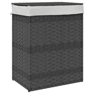 vidaXL Panier &agrave; linge avec couvercle gris 46x33x60 cm r&eacute;sine tress&eacute;e