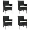 vidaXL Ensemble &agrave; manger de jardin coussins 5pcs Noir R&eacute;sine tress&eacute;e