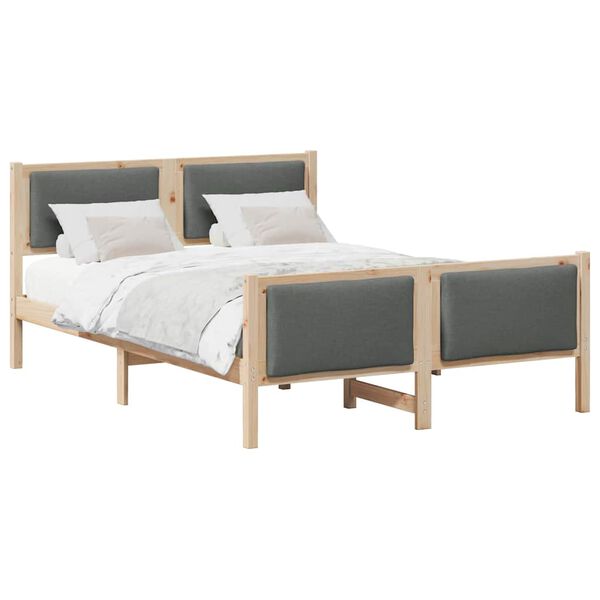 vidaXL Cadre de lit avec t&ecirc;te de lit Gris fonc&eacute; 140 x 200 cm tissu