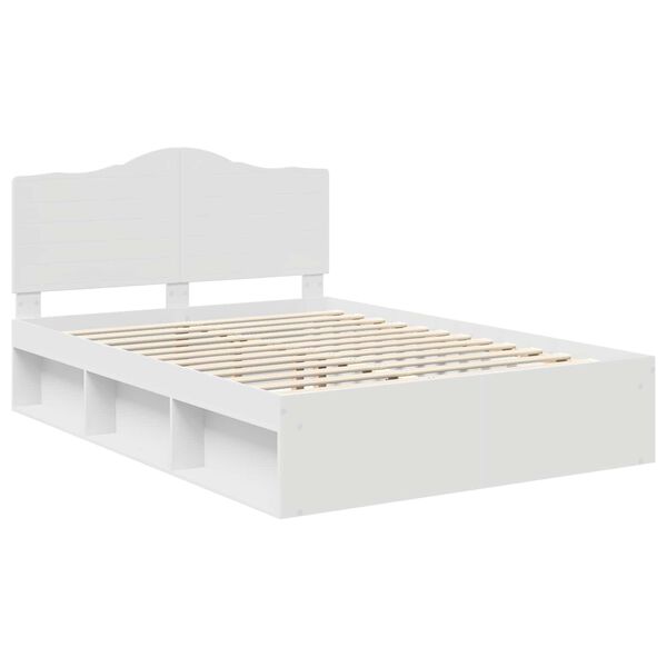 vidaXL Cadre de lit avec t&ecirc;te de lit Blanc 160 x 200 cm Pin massif