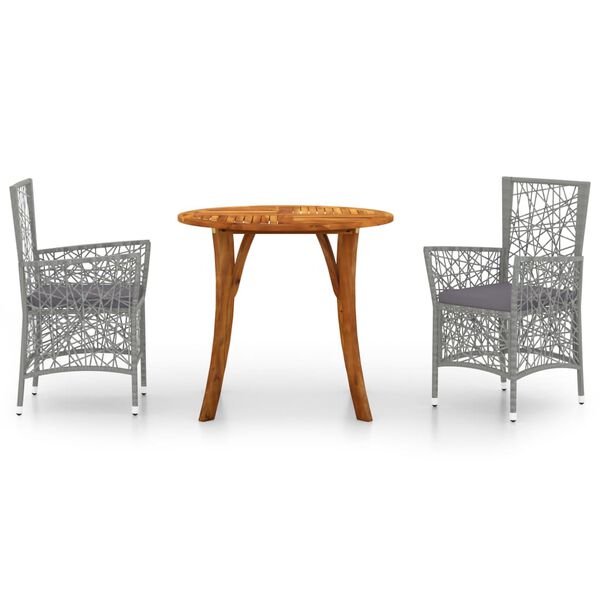 vidaXL Ensemble &agrave; manger de jardin 3 pcs Gris