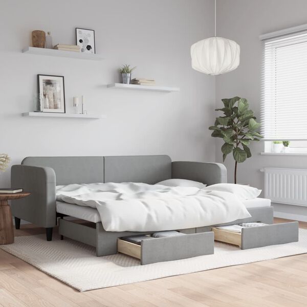 vidaXL Lit de jour avec gigogne et tiroirs sans matelas 90x200 cm