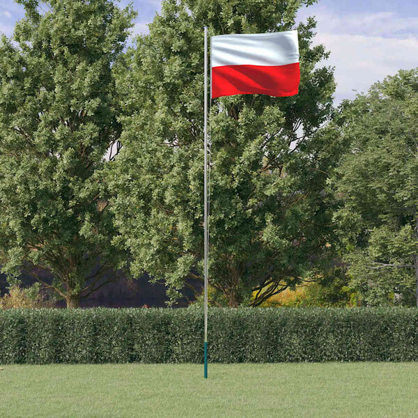 vidaXL Drapeau de la Pologne et m&acirc;t 6,08 m Aluminium