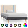 vidaXL Cadre de lit avec LED Cr&egrave;me et gris fonc&eacute; Tissu 100 x 200 cm