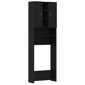vidaXL Meuble pour machine &agrave; laver en ch&ecirc;ne noir 64 x 25,5 x 190 cm