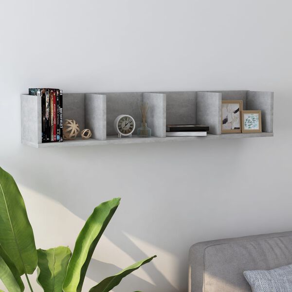 vidaXL &Eacute;tag&egrave;re murale &agrave; CD Gris b&eacute;ton 100x18x18 cm Bois d'ing&eacute;nierie