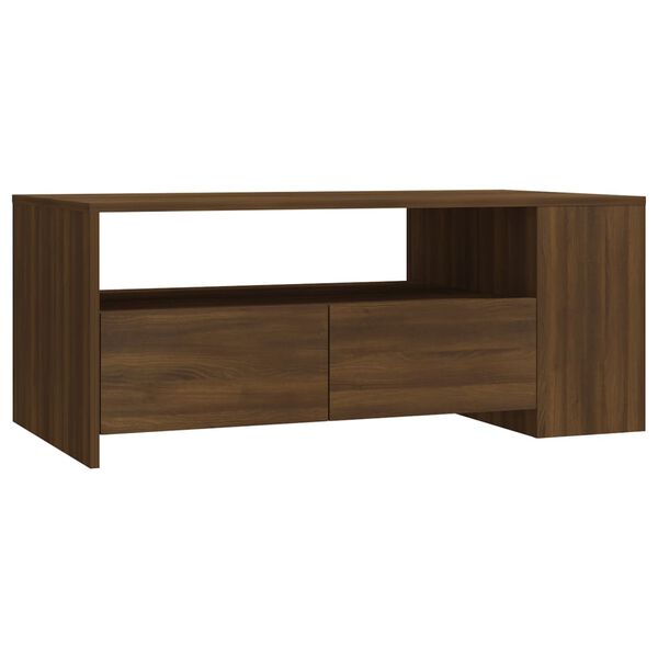 vidaXL Table basse ch&ecirc;ne marron 102x55x42 cm bois d'ing&eacute;nierie