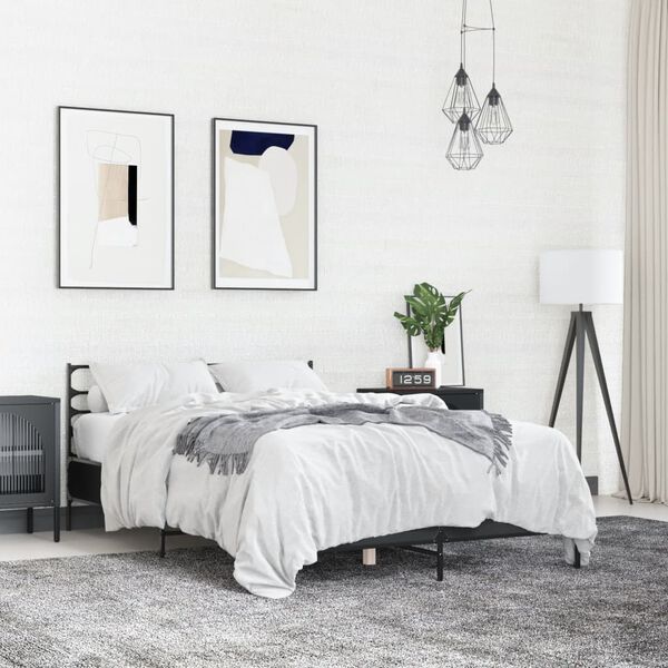 vidaXL Cadre de lit sans matelas noir 140x190 cm