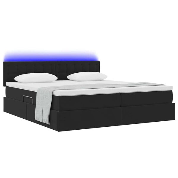 vidaXL Lit avec des lumi&egrave;res &agrave; LED Noir 200 x 200 cm Velours