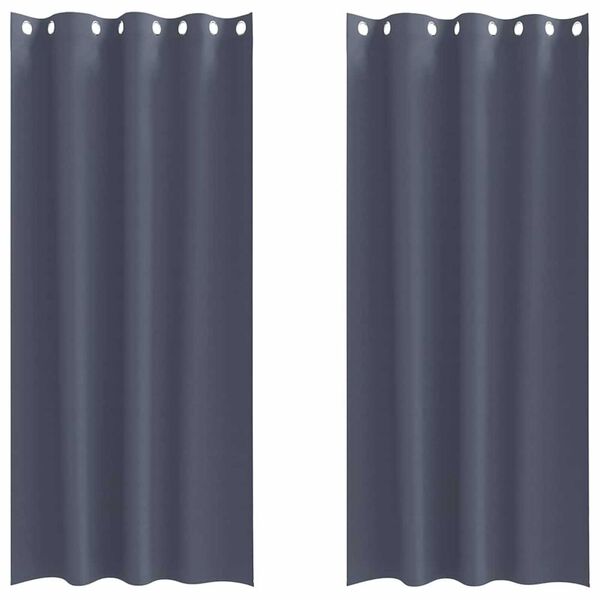 vidaXL Rideaux occultants avec anneaux 2 pcs Anthracite 225 x 140 cm