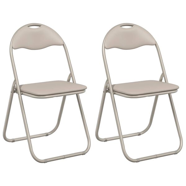 vidaXL Chaise pliante 2 pcs Sable 48 x 43,5 x 81 cm Simili cuir