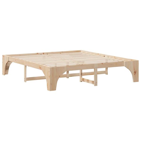 vidaXL Cadre de lit sur&eacute;lev&eacute; Marron 200 x 200 cm Bois massif en pin