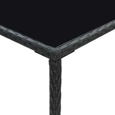 vidaXL Table de bar de jardin Noir 70x70x110cm Résine tressée et verre
