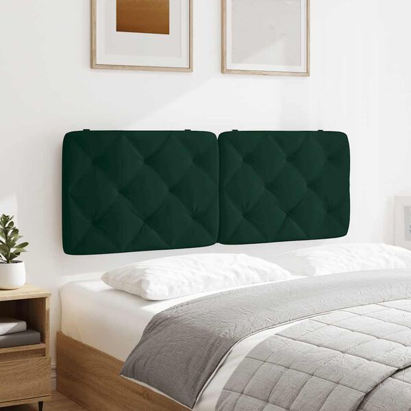 vidaXL Coussin de t&ecirc;te de lit vert fonc&eacute; 120 cm velours