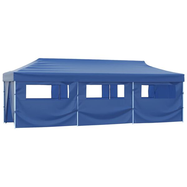 vidaXL Tente de réception pliable avec 8 parois 870x291x315 cm Bleu