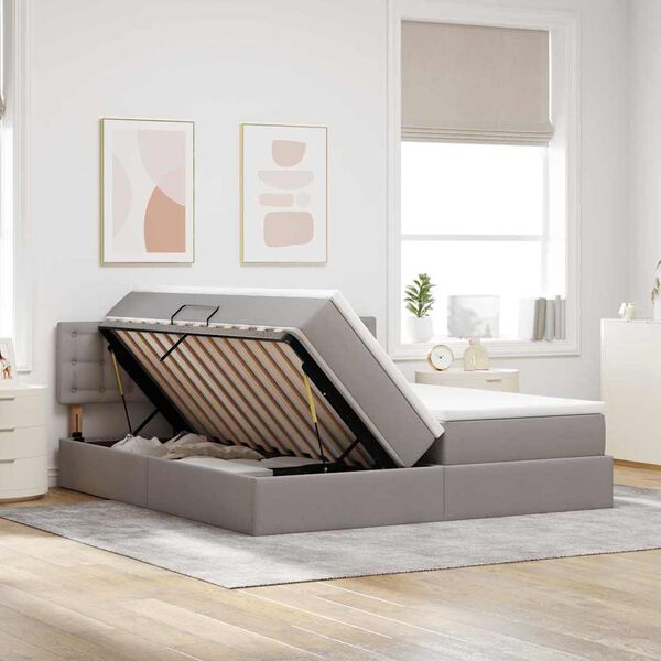 vidaXL Lit de Rangement Taupe 180 x 200 cm Cuir synth&eacute;tique