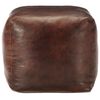 vidaXL Pouf 40 x 40 x 40 cm Marron fonc&eacute; Cuir v&eacute;ritable de ch&egrave;vre