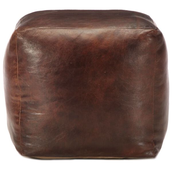 vidaXL Pouf 40 x 40 x 40 cm Marron fonc&eacute; Cuir v&eacute;ritable de ch&egrave;vre