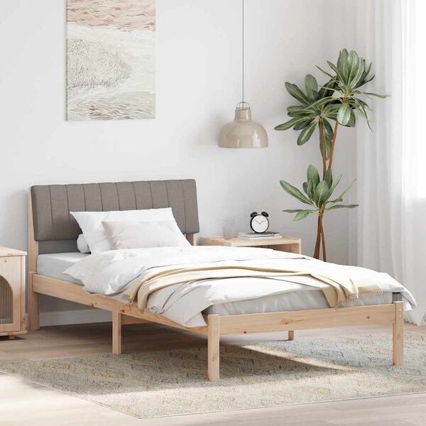 vidaXL Cadre de lit Marron et taupe 100 x 200 cm Bois massif en pin